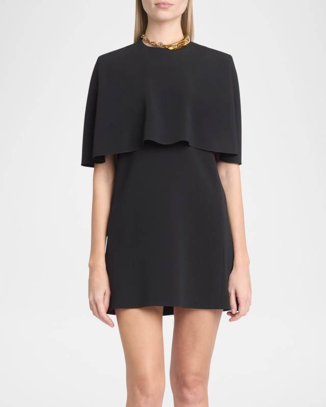 Capelet Crepe Mini Dress